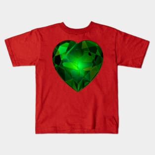 Green Heart Gemstone Kids T-Shirt